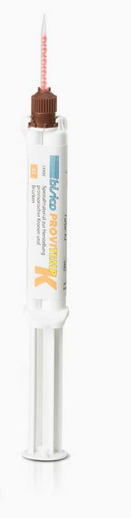 تصویر یک روکش موقت ساخته شده با ProviTemp K که تطابق رنگ خوبی دارد.