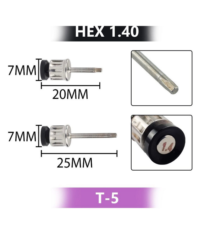 مجموعه درایورهای هگز و استار کوتاه و بلند موجود در کیت آچار پروتز ایمپلنت
