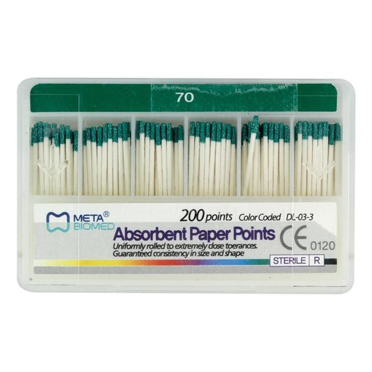 بستهبندی کنهای کاغذی استریل Paper Points با نوک رنگی و تیپر 0.02