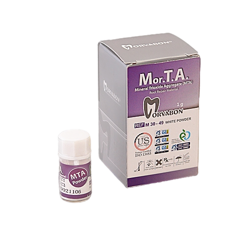 بستهبندی سمان MTA مروابن (Mor.T.A) به صورت پودر و مایع (یا کپسول)