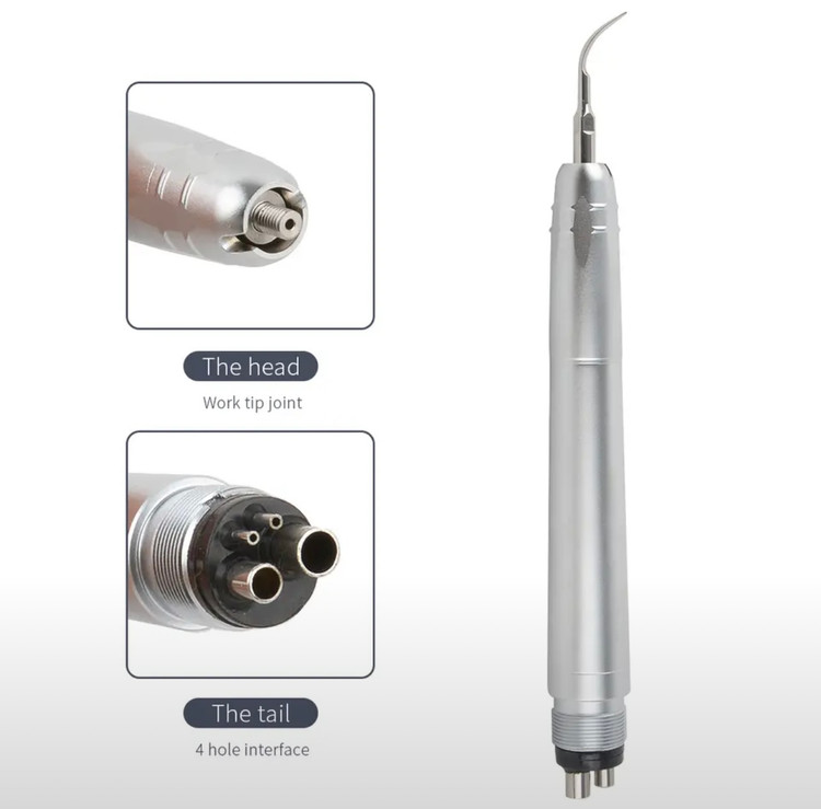نمای نزدیک از طراحی ارگونومیک و سبک هندپیس اسکیلر برای راحتی دندانپزشک در حین کار