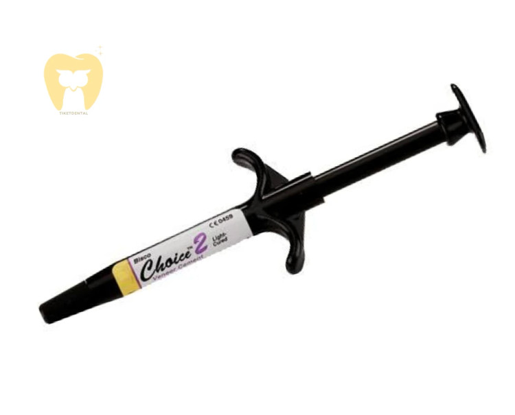 بستهبندی کیت سمان ونیر رزینی Choice 2 Bisco حاوی سرنگهای سمان و ژل تری-این.