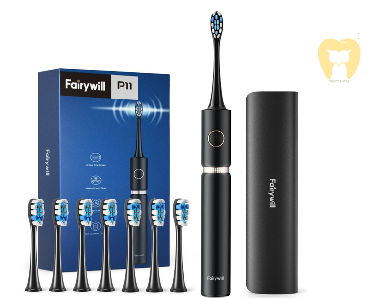 مسواک برقی Fairywill P11 با حلقه طلایی رنگ، برنده جایزه Red Dot 2020.