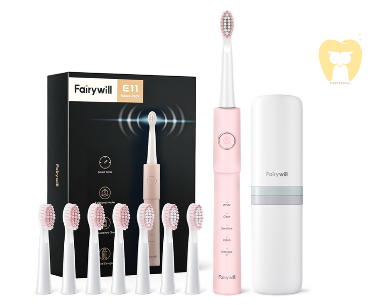 مسواک برقی Fairywill E11 Sonic با طراحی مدرن و رنگ سفید.