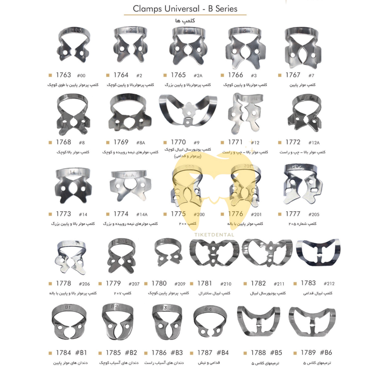 ست کلمپ رابردم فتاح طب | کلمپ های دندانپزشکی استیل ضد لغزش برای ایزولاسیون مطلق دندان