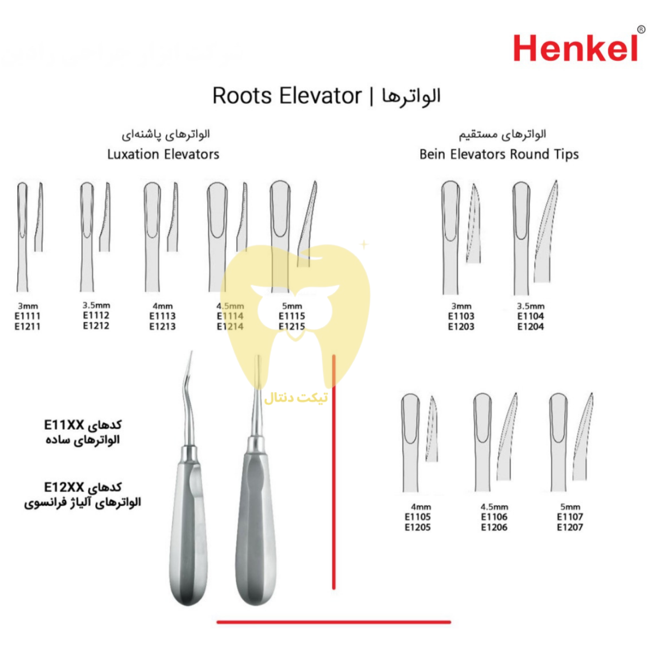 الواتور استیل فرانسوی هنکل (تیغه مستقیم) با دسته ارگونومیک.
