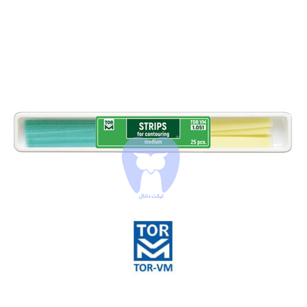 بسته‌بندی نوارهای TORVM Contouring 1.051 که نشان‌دهنده دانه بندی متوسط برای صاف کردن سطح است