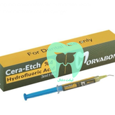 سرنگ ۳ میلیلیتری هیدروفلوئوریک اسید ۴٪ و ۹٪ مروابن (Cera Etch) در کنار هم.