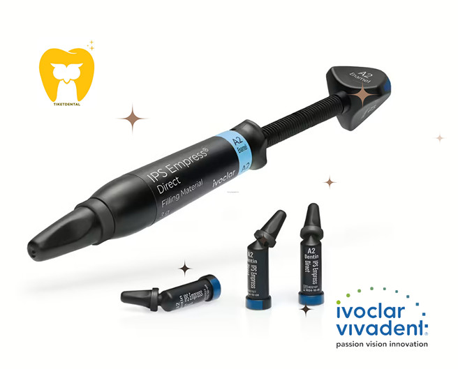 سرنگ کامپوزیت IPS Empress Direct ایوکلار ویوادنت با شید A2 Dentin و درپوش نقرهای.