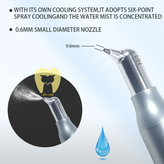 ایمپلنتها و دندانها در حال پاکسازی با پودر ایرپولیشر و چرخش 360 درجه نازل