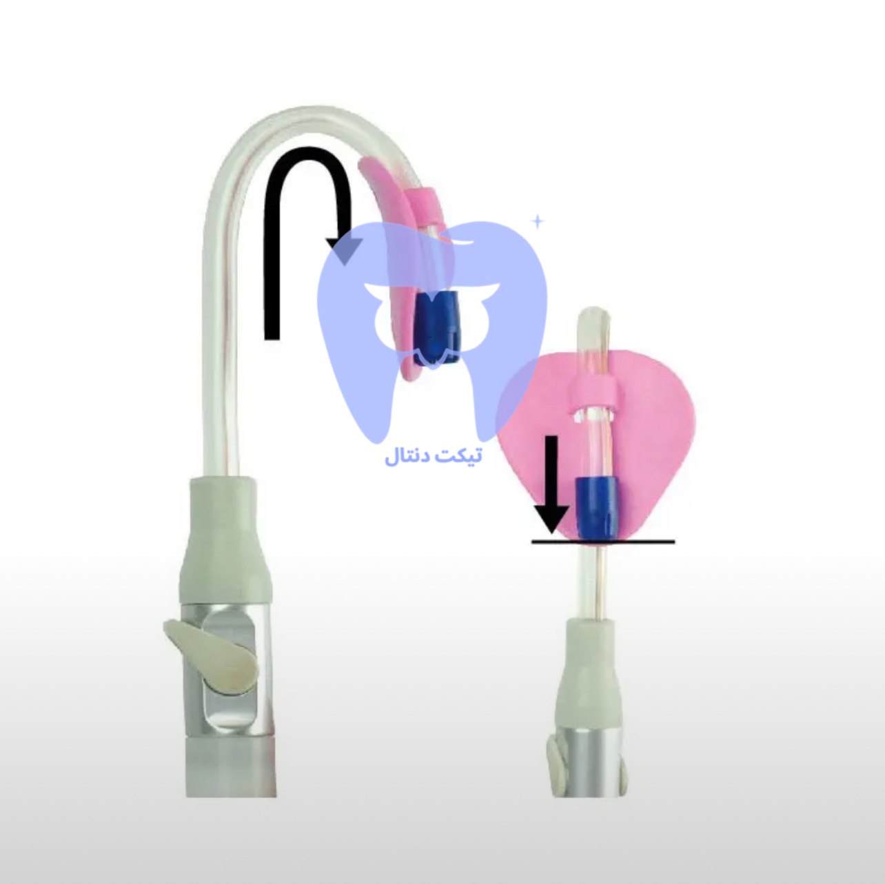 بسته‌بندی ۵۰ عددی نگهدارنده ساکشن یکبار مصرف HVE صورتی، با تأکید بر ایمنی و بهداشت.