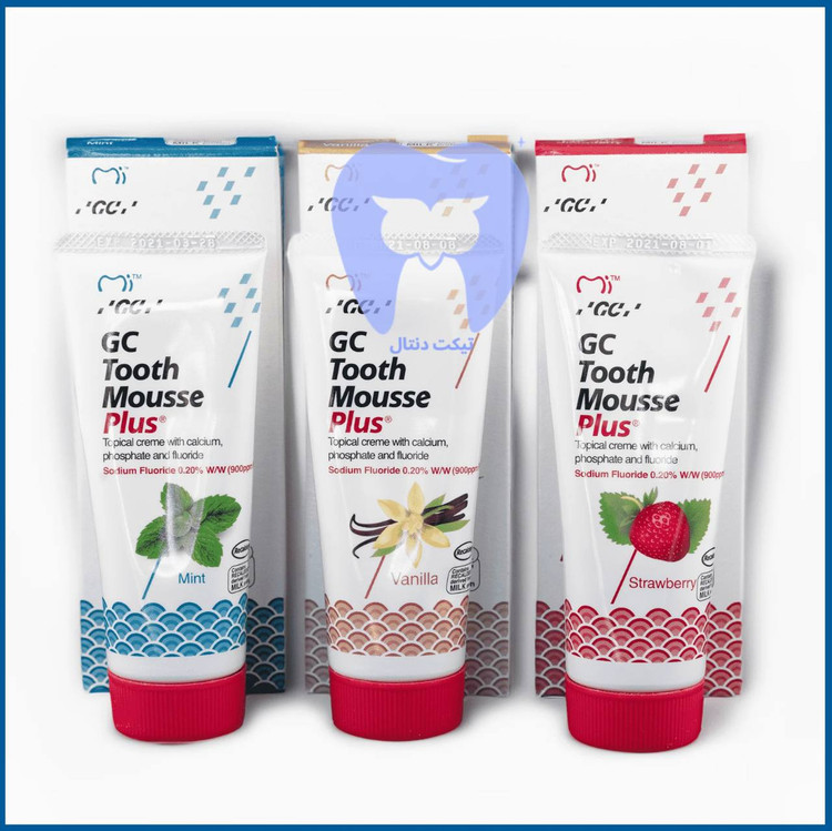 تصویر دندانهایی که دارای حساسیت یا پوسیدگی اولیه هستند و توسط لایهای از ژل محافظتی GC Tooth Mousse پوشانده شدهاند.