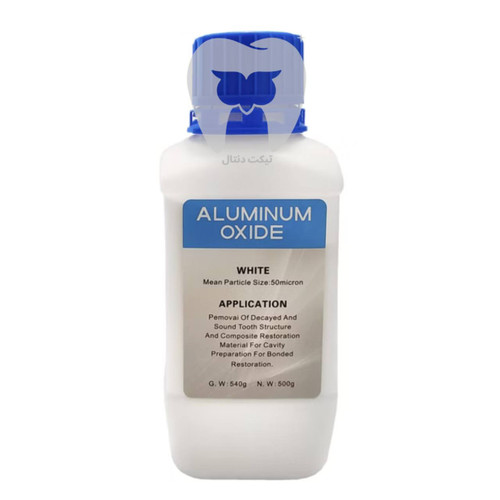 ظرف پودر سندبلاست وست کد (West Code Aluminum Oxide) با برچسب مشخصات ۵۰ میکرون و ۵۰۰ گرم.