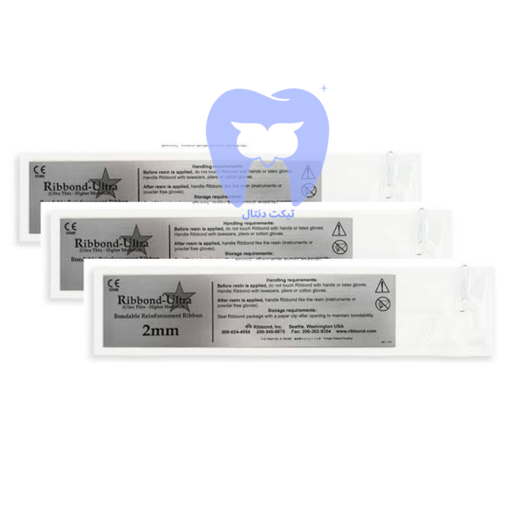 کیت Ribbond-Ultra آمریکا شامل سه فایبر نواری و قیچی مخصوص برای اسپلینتهای پریودنتال.