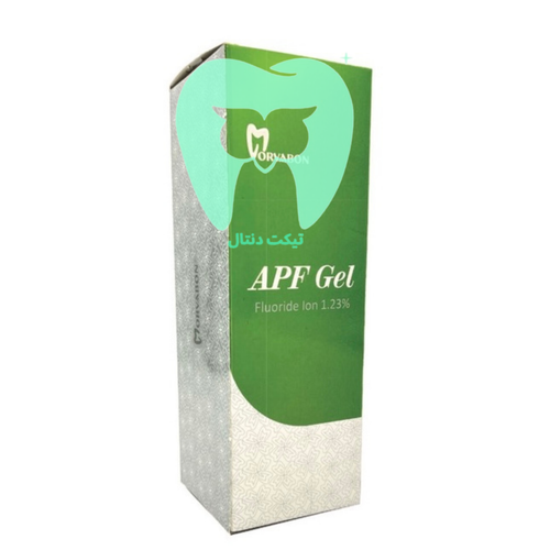 بستهبندی بطری ژل فلوراید APF مروابُن با طعم هلو، حاوی 1.23% یون فلوراید.