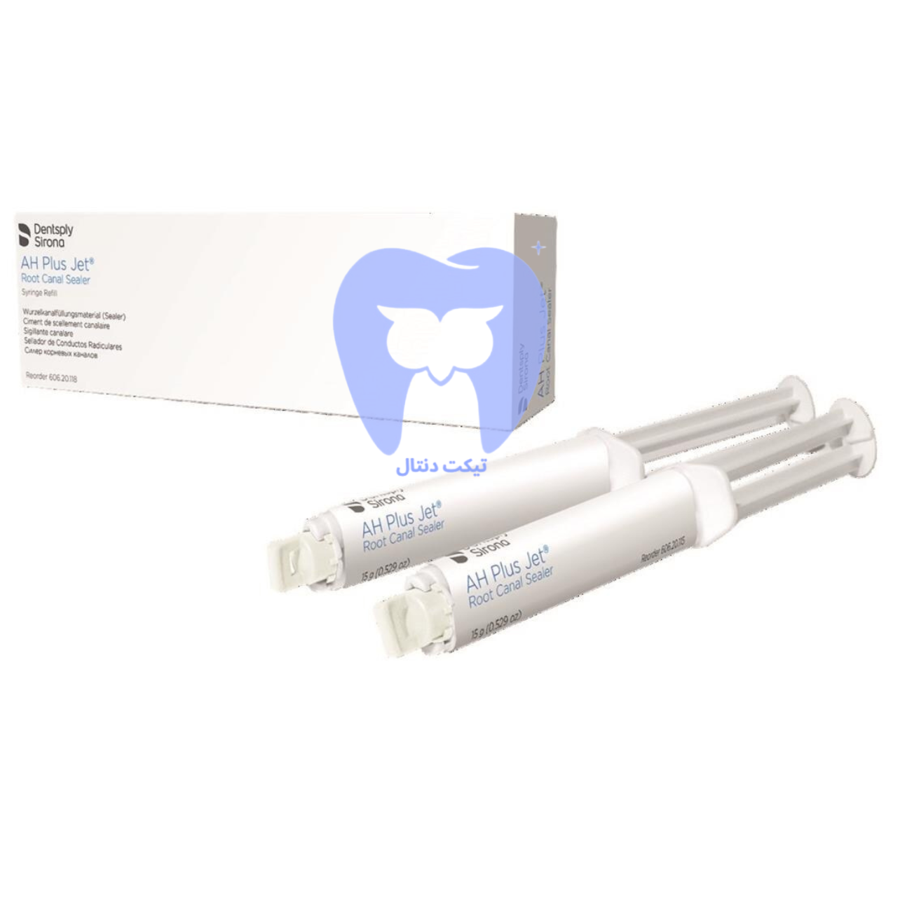 دندانپزشک اندودنتیست در حال تزریق سیلر AH Plus Je به کانال ریشه.