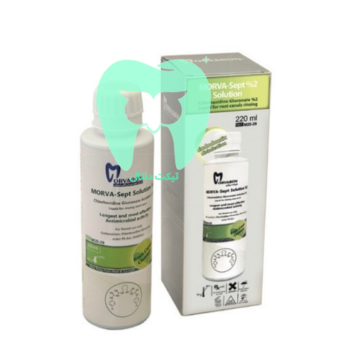 بطریهای ۲۲۰ میلیلیتری و ۱۰۰۰ میلیلیتری محلول کلرهگزیدین ۲٪ مروابن (Morva Sept).
